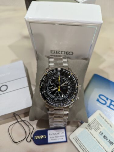 Seiko Flightmaster Men S Black Watch Sna P Full Set