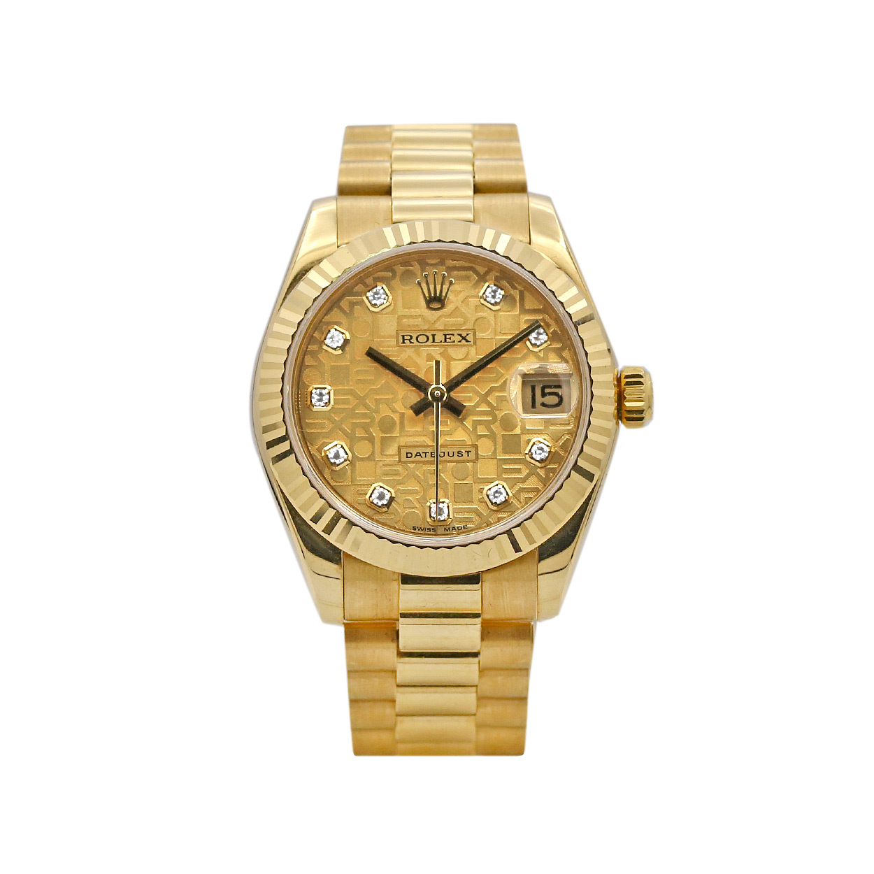 Fs Rolex Datejust Mm K Yellow Gold Champagne Jubilee Dial