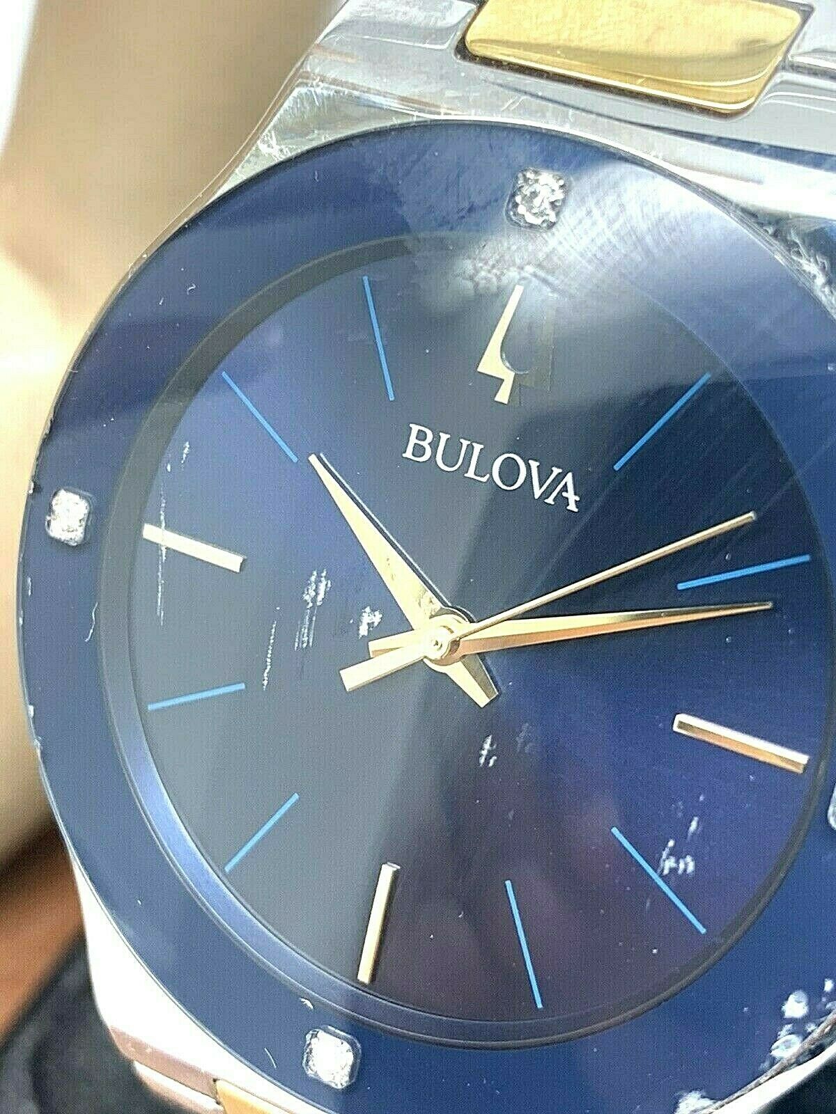 Bulova Men S Watch E Futuro Millennia Diamond Blue Dial Two Tone