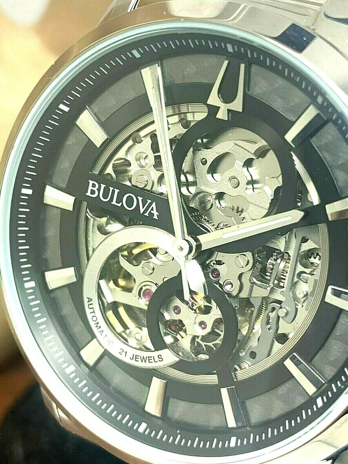 Bulova Men S Watch 96A208 Automatic Skeletonized Black Dial Stainless