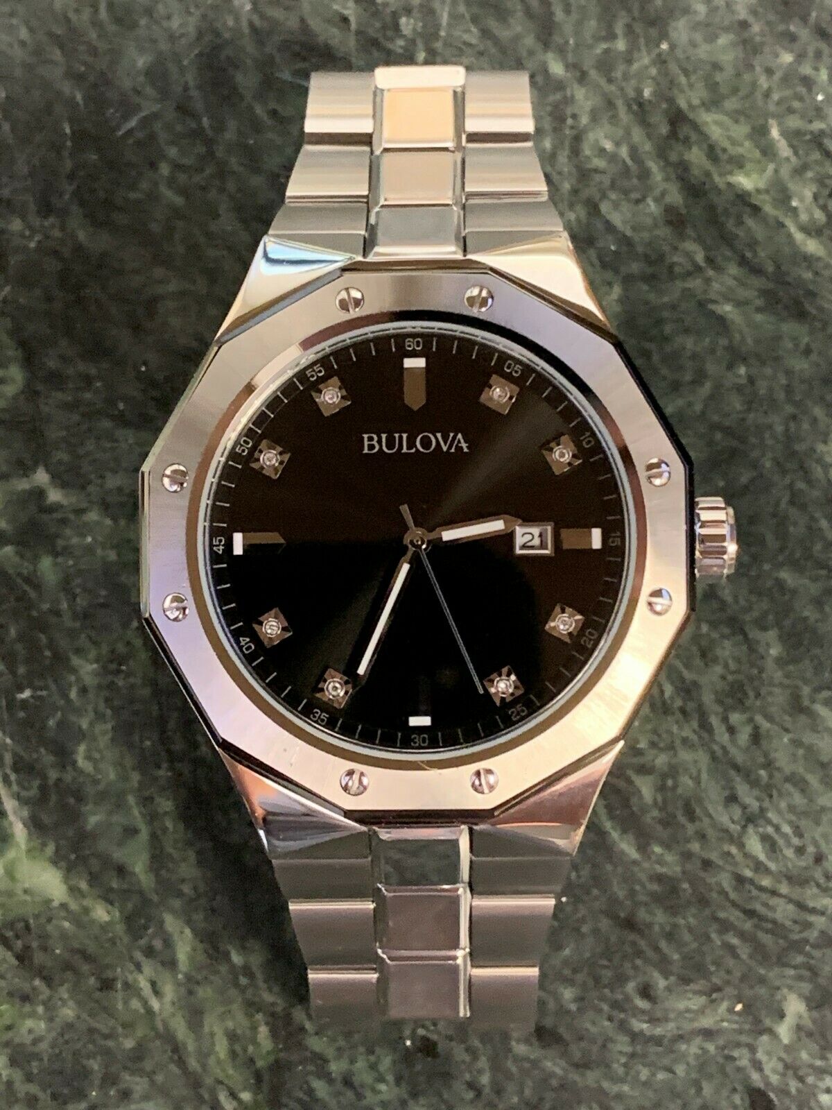 Bulova D Men S Diamond Accented Dial Stainless Steel Watch Ships