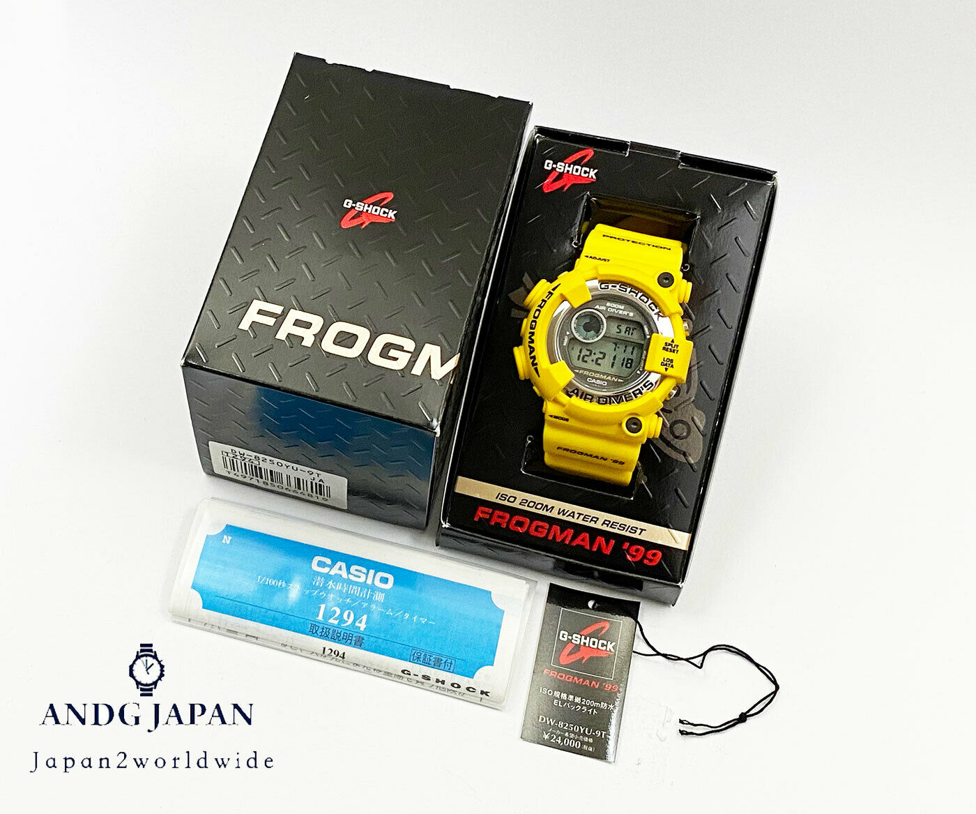 G-SHOCK FROGMAN DW-8250YU-9T JAPAN 1999 Master of G YELLOW DW-8250