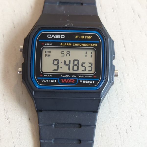 Men's Casio F-91W Mod 593 Alarm Chronograph Watch New Battery Running ...
