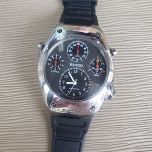 Seiko Sportura Kinetic Chronograph Watch 9T82-OA20 Worked