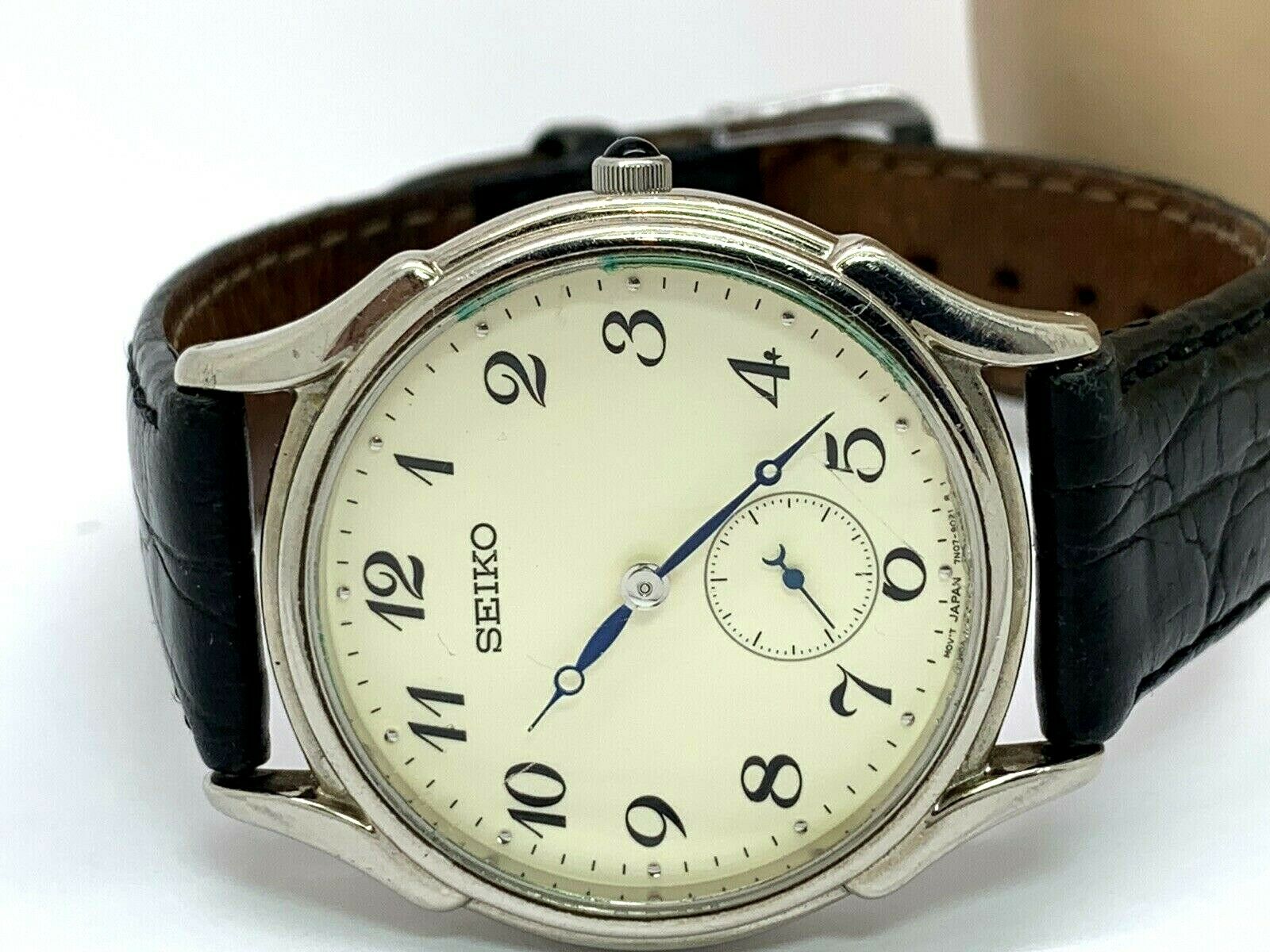 Seiko Vintage 7N07 9000 Quartz Men s Watch 35mm Sub Dial S. Steel