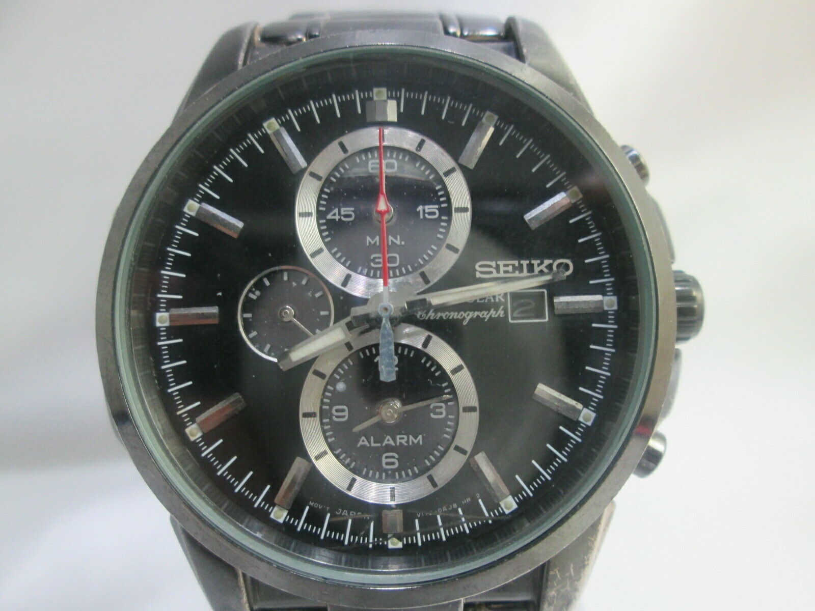 SEIKO SOLAR ALARM DATE CHRONOGRAPH V172-0AF0 BLACK