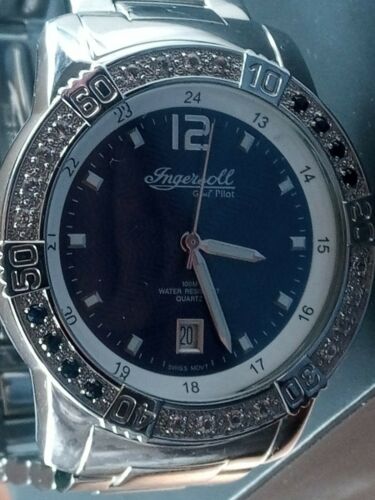 Ingersoll Gems pilot watch 8 blue sapphires around bezel Swiss movement mint WatchCharts Marketplace