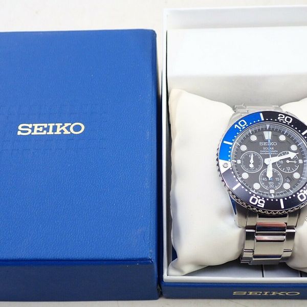 MENS SEIKO SOLAR CHRONOGRAPH MODEL SSC017 WRISTWATCH WATCH W/ BOX ...