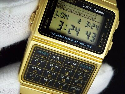 CASIO VINTAGE DIGITAL WATCH DBC-610 GOLD 676 TELEMEMO DATABANK