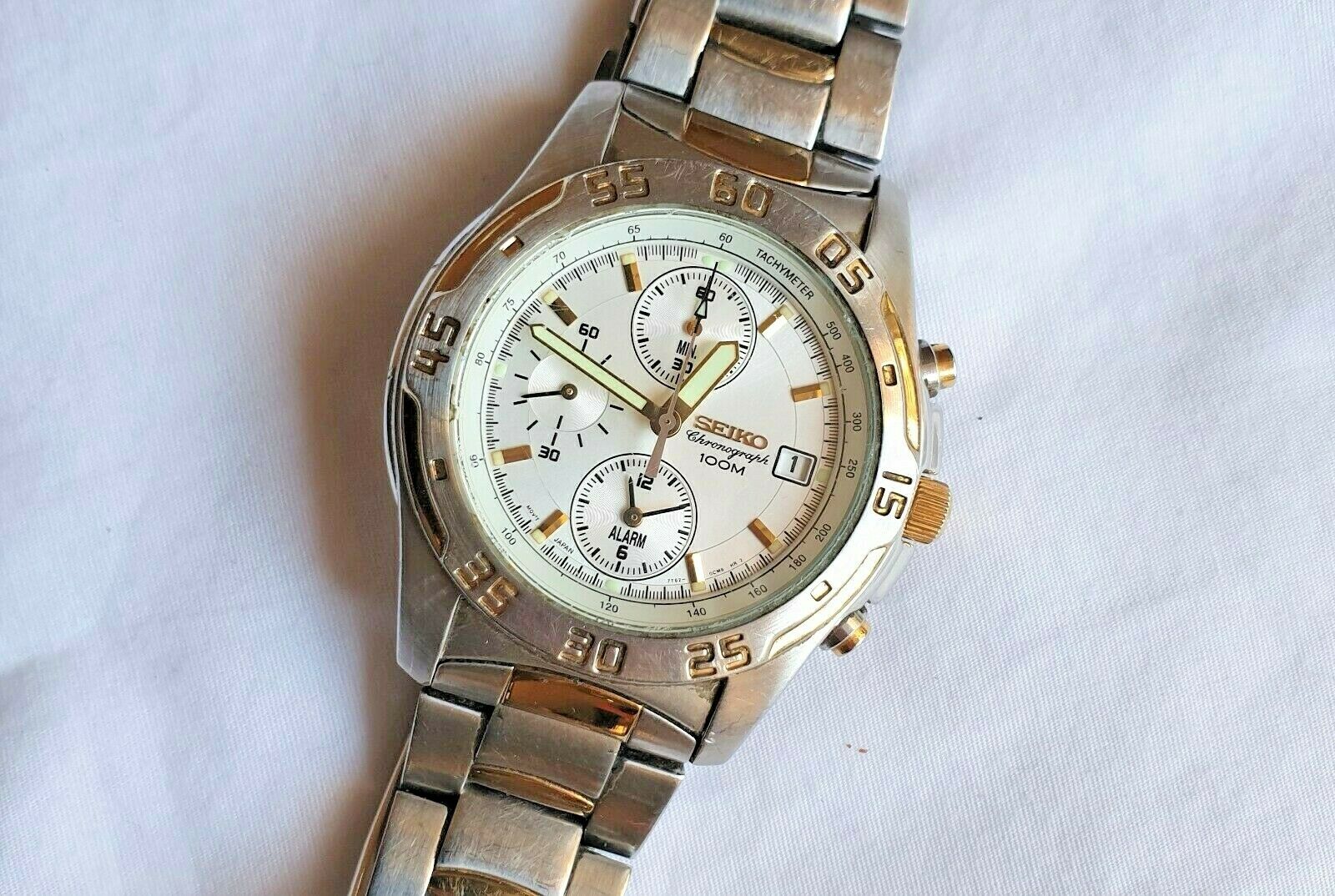 Seiko 7T62 0CD0 Men s Quartz Alarm Chronograph Watch Two