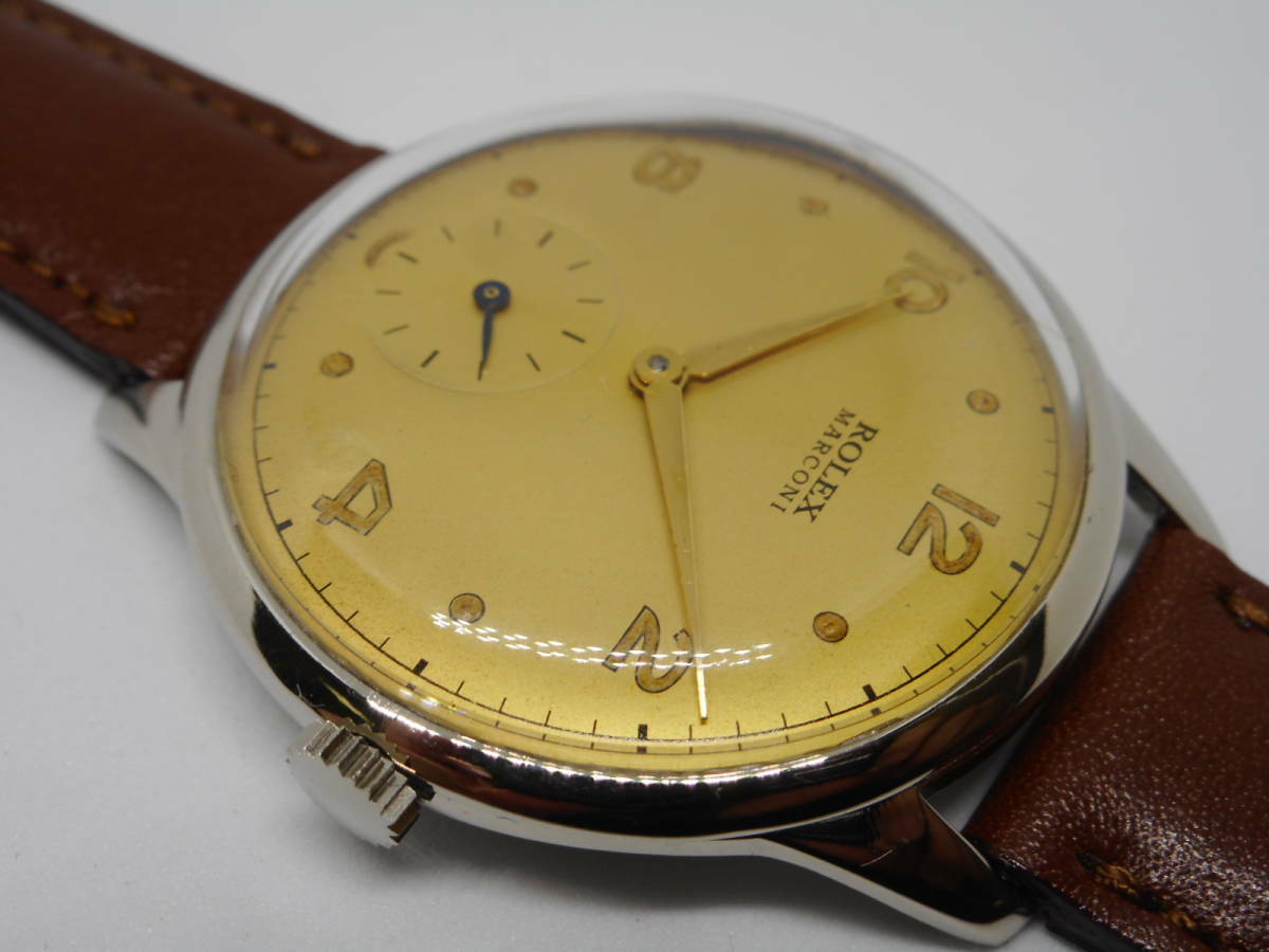 Rare Vintage ROLEX MARCONI Watch Antique Men's 1940s Blue hands