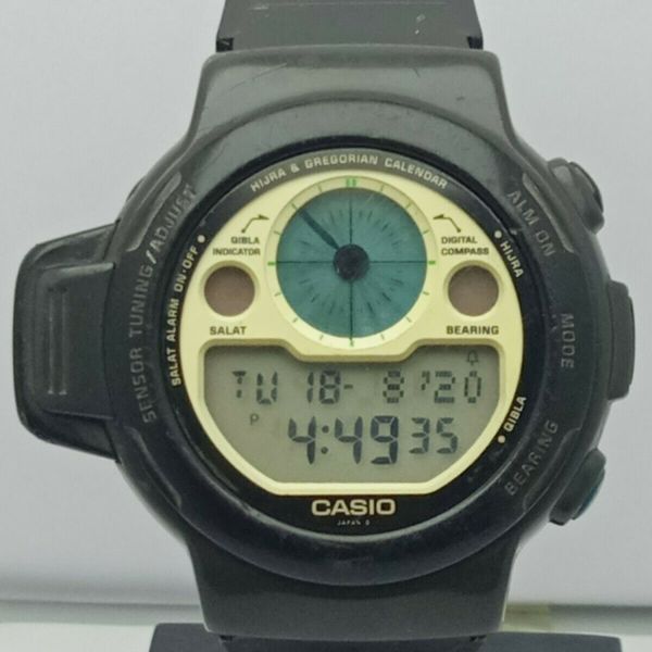 Vintage Casio 1044 CPW-310 Islamic Prayer Compass Qibla Wristwatch ...