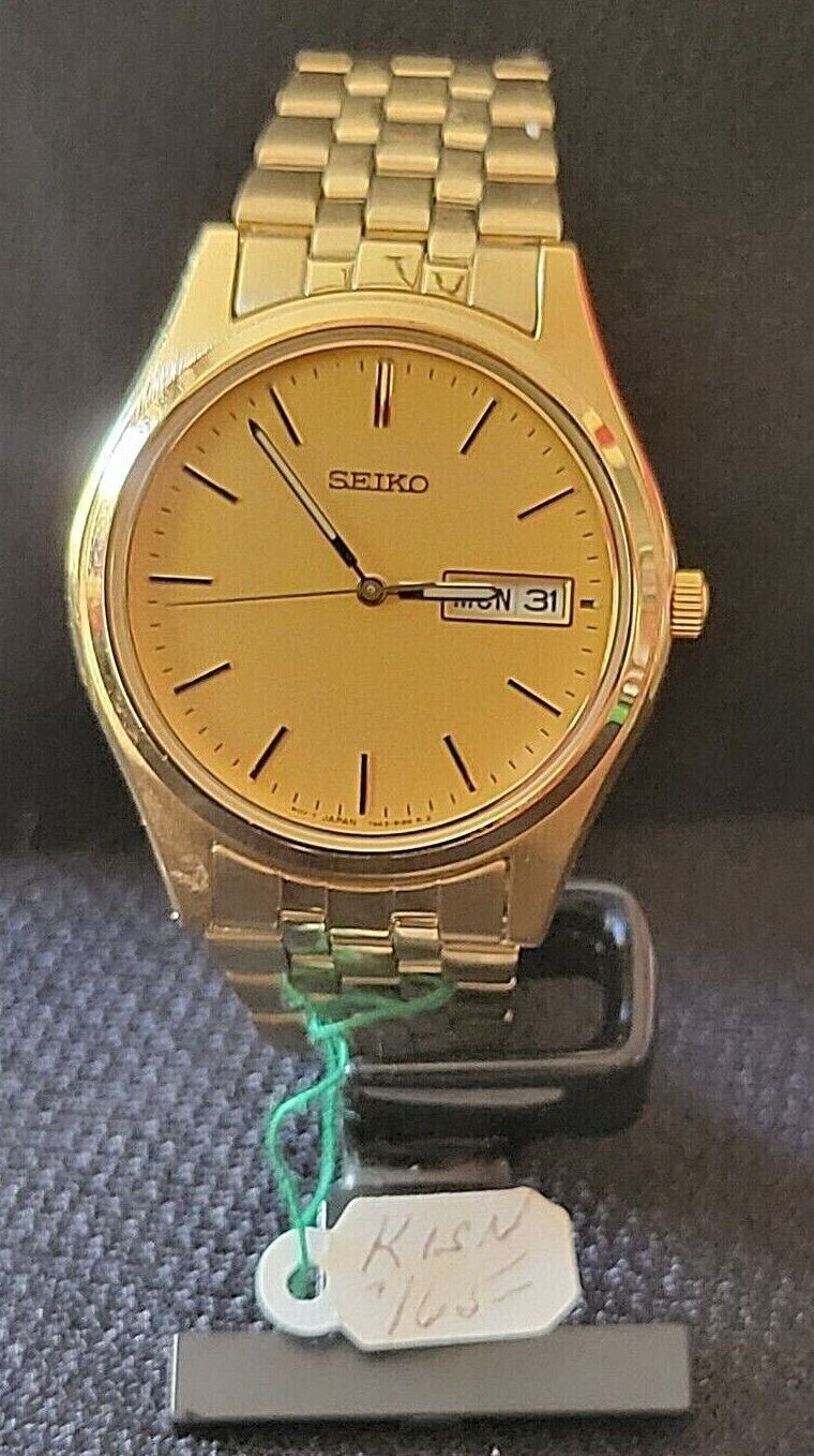 NEW SEIKO MEN'S WATCH GOLD-TONE DIAL DAY/DATE GOLD-TONE STAINLESS STEEL  SGF526 | WatchCharts