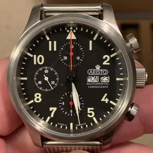 Aristo Swiss Valjoux 7750 Automatic Chronograph Aviator Watch