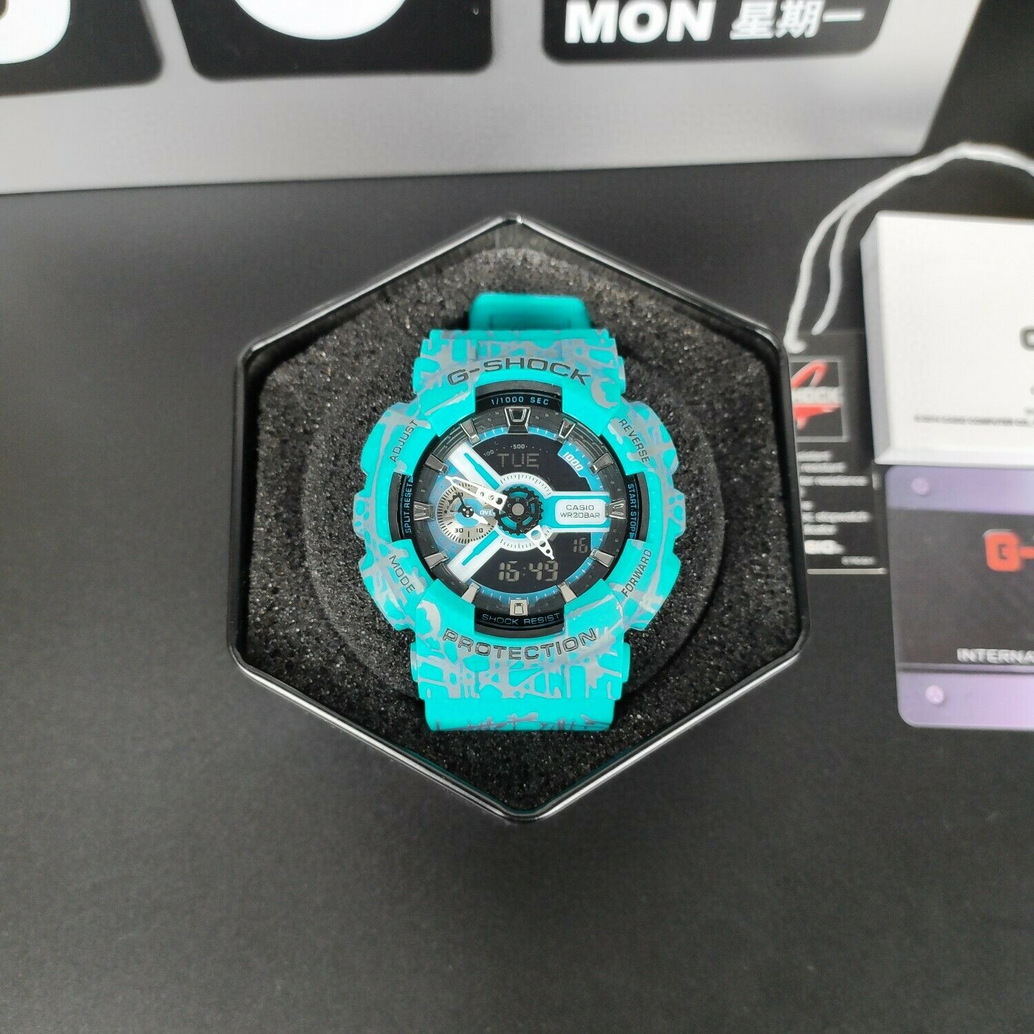 New G-Shock GA110SL-3A Teal Splatter Digital Quartz Men