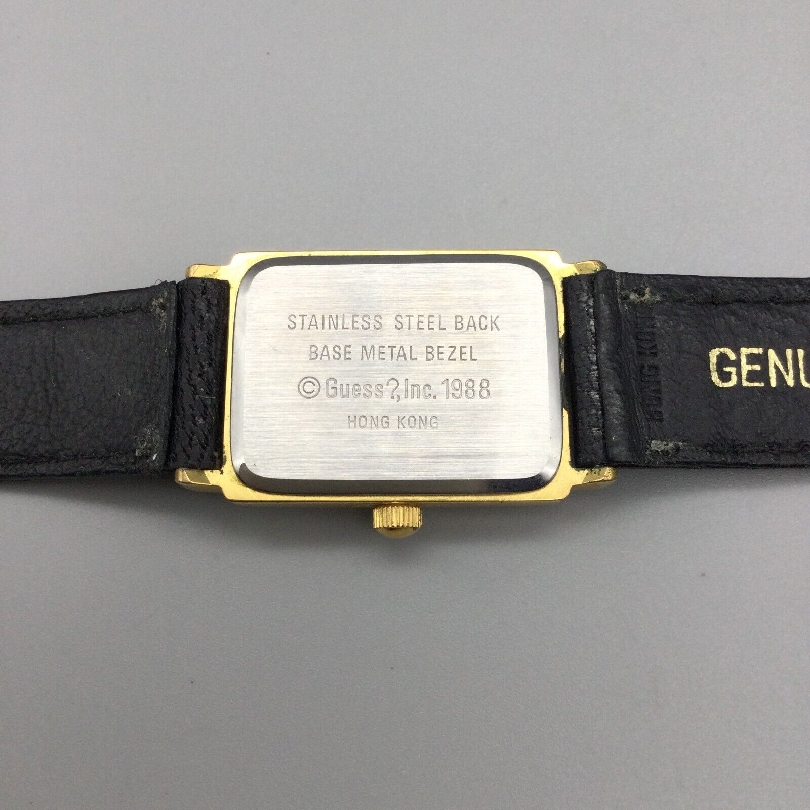 Guess 1988 Ladies Tank Quartz Watch Gold Tone Case 19MM Black Leather Band 1988 GUESS Gold Tone Leather Band Women main image 3