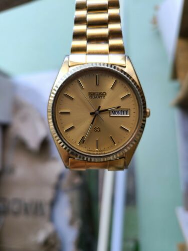 Men s Rare Vintage Seiko Day Date Gold Tone Running Watch ref