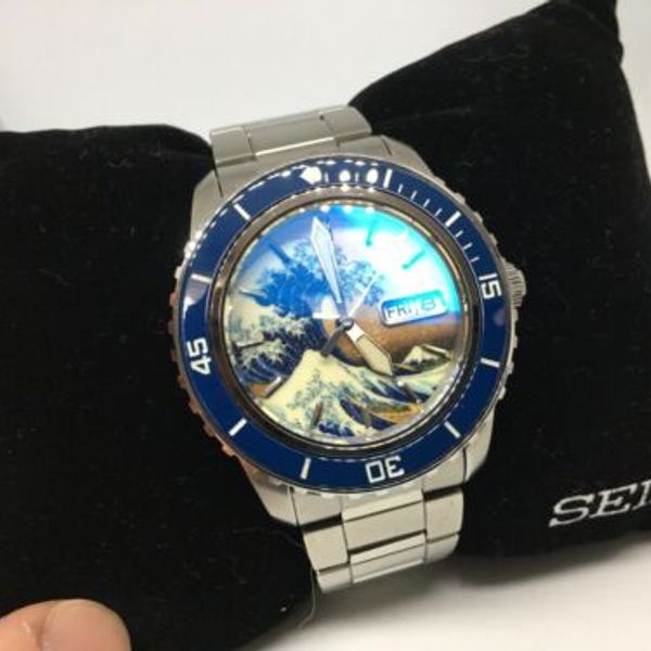 Seiko SNZH53 Kanagawa Wave Dial Sapphire Mod LCBI Watch | WatchCharts ...