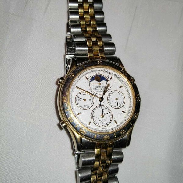 Vintage Seiko 7T36-6A20 Moonphase Chronograph Men's Wristwatch | WatchCharts