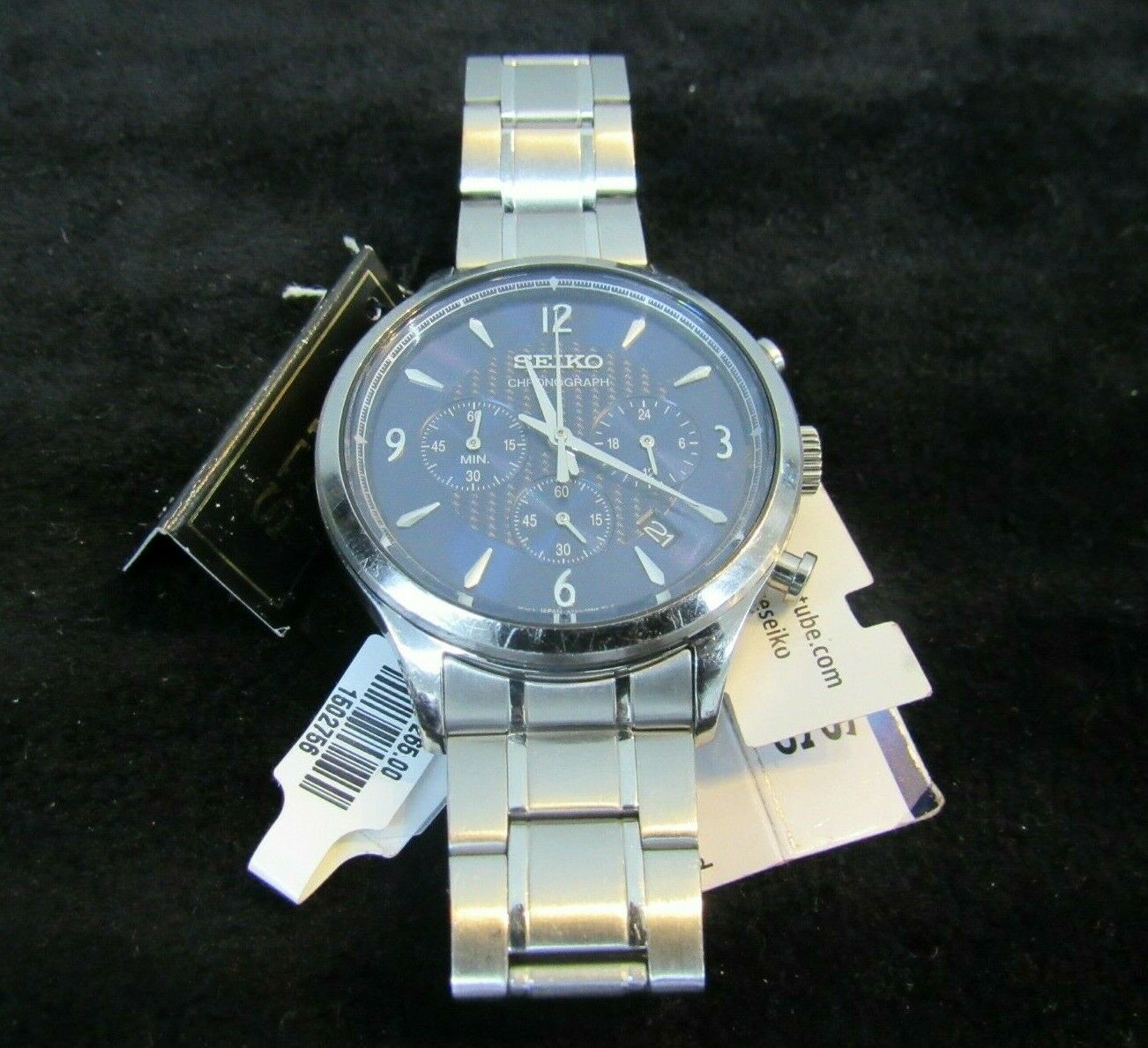 New Seiko chronograph wrist watch stainless case Band 8T63 00M0