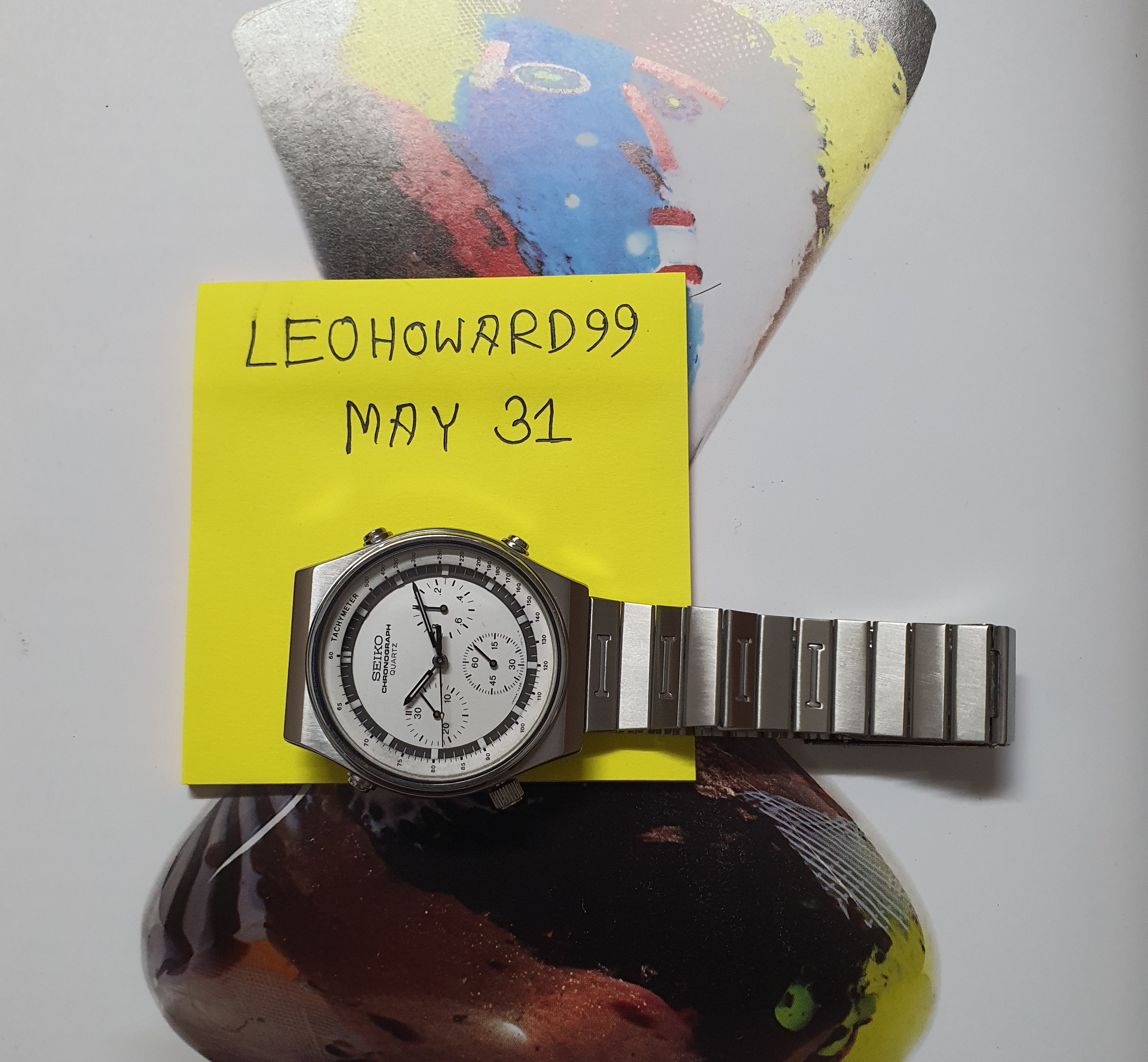 WTS] Seiko White Speedmaster 1982 Vintage Quartz Chronograph 7A28
