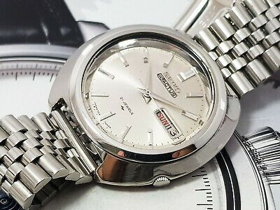 VINTAGE SEIKO 5 ACTUS AUTOMATIC 7019 7020 UFO CASE SILVER DIAL