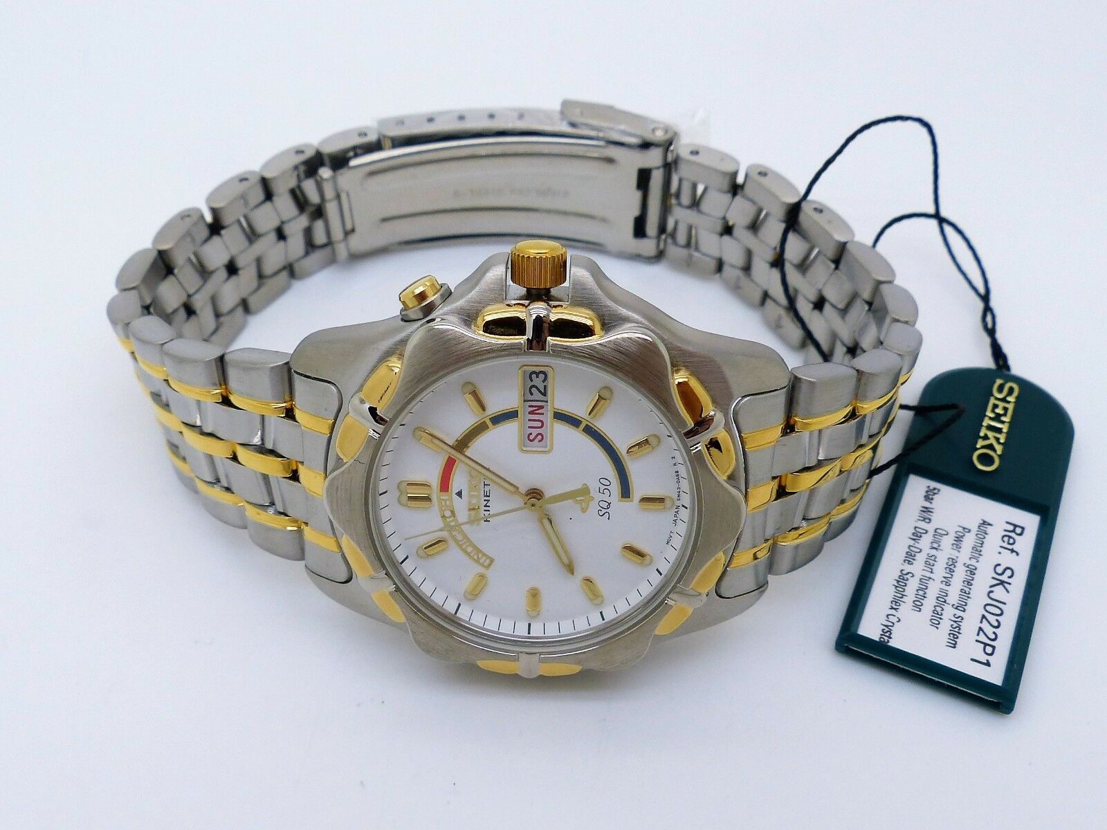 SEIKO Kinetic SQ 50 5M43 0A50 Ref SKJ022P1 Rare White Dial Box