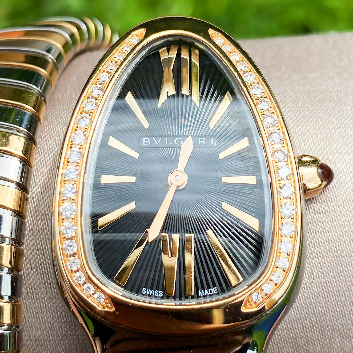 BVLGARI Serpenti Tubogas Two Tone Black Diamond Double Tour 102099