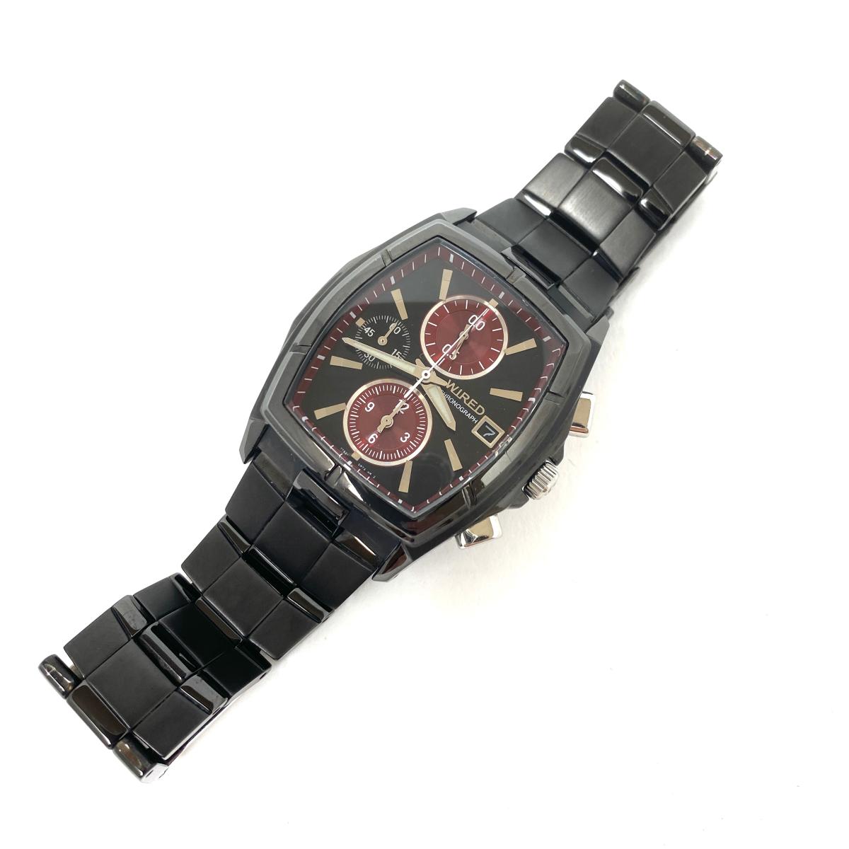 ◇ SEIKO WIRED 7T92-0KB0 watch ◇ black / black / black