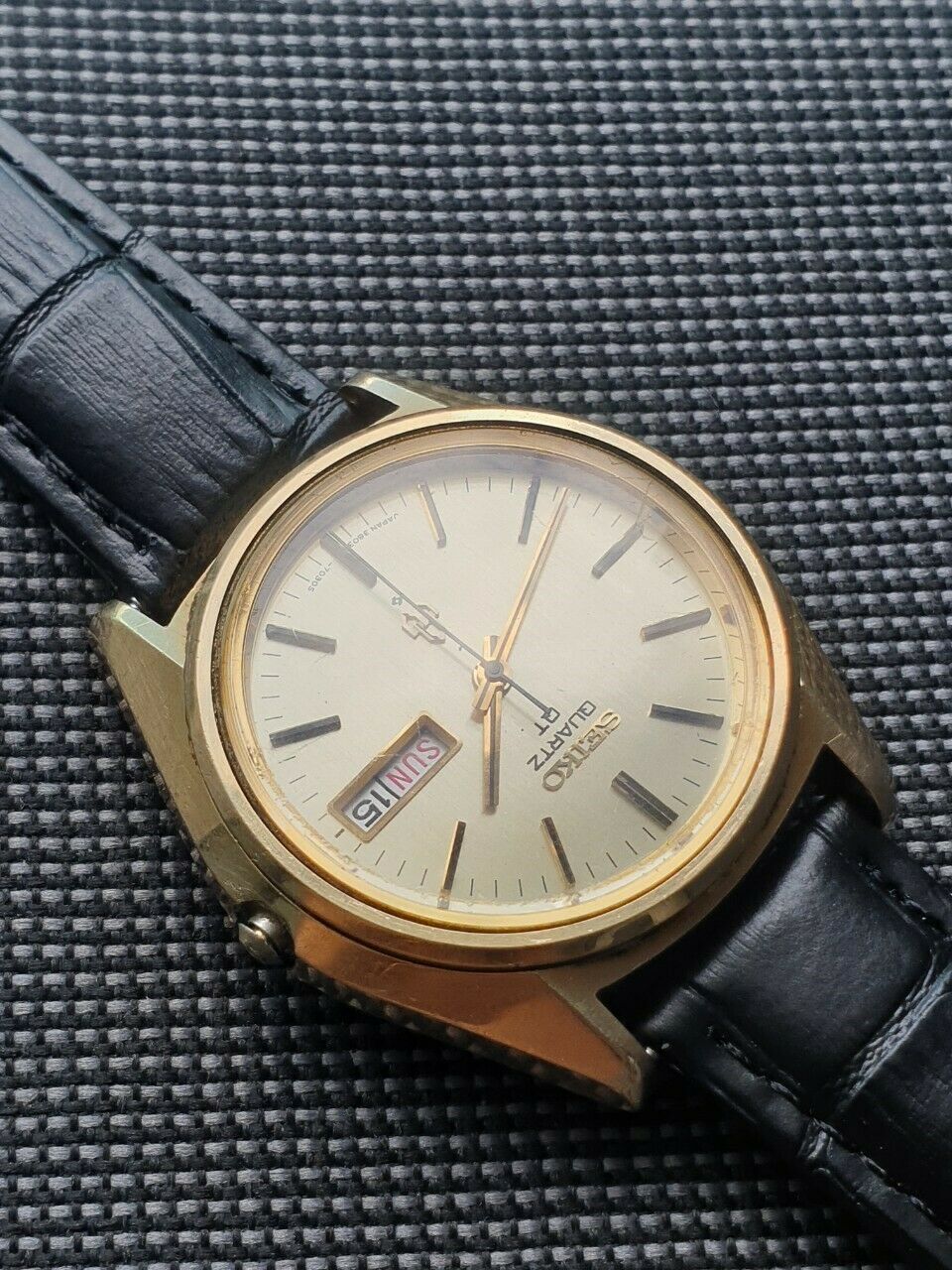 Seiko Quartz QT 3803-7031 Gold Plated JDM Kanji Mens Japan