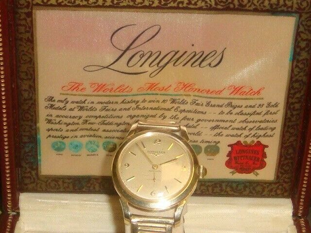 Vintage 1950 s Longines Grand Prize Automatic 14k Gold Watch with