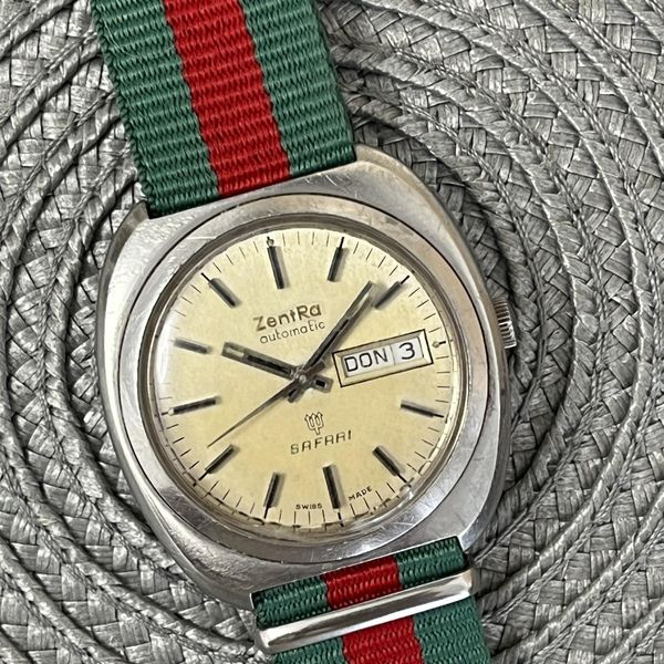 Vintage AUTOMATIC ZentRa SAFARI watch stainless steel - men's