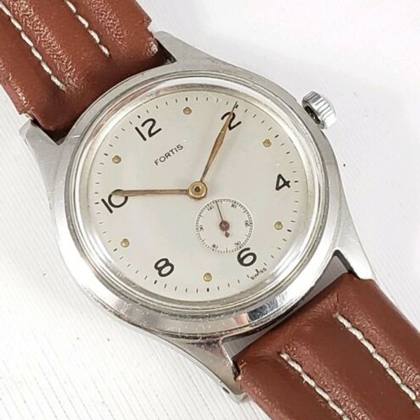Nice Original Vintage Fortis Stainless Manual Wind Swiss Wrist Watch