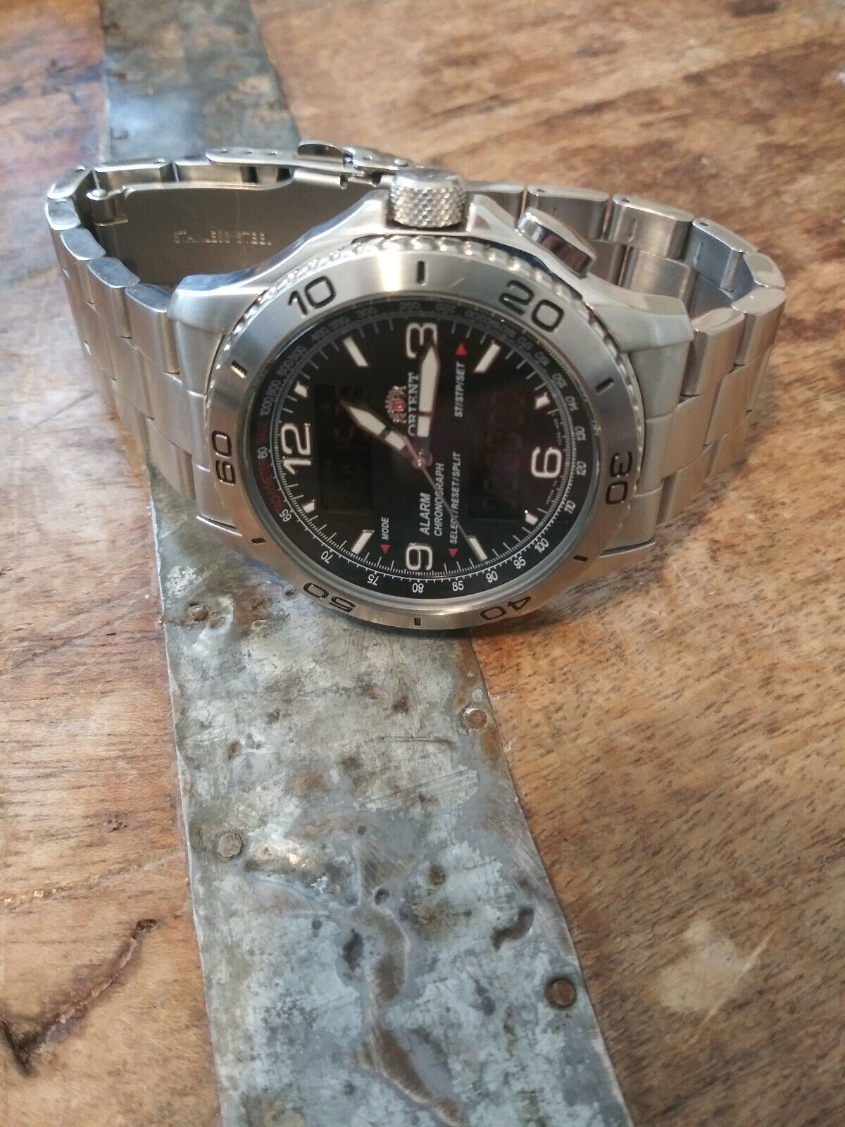 Vintage Rare Orient VZ00-C0 Digi-Ana Alarm Chrono Aerospace Mens