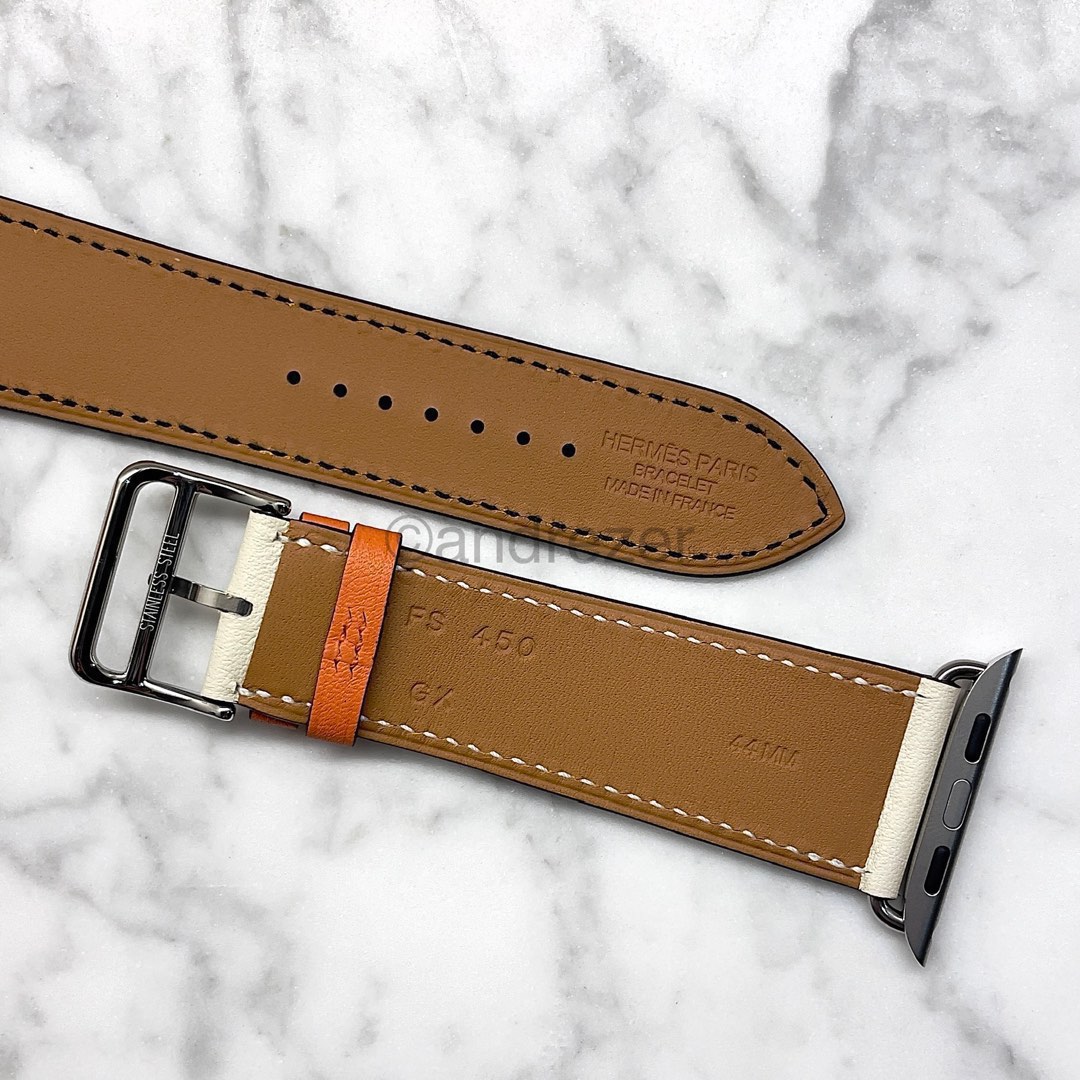 Hermès Single Tour INDIGO/CRAIE/ORANGE Swift 44mm Band 18K Gold