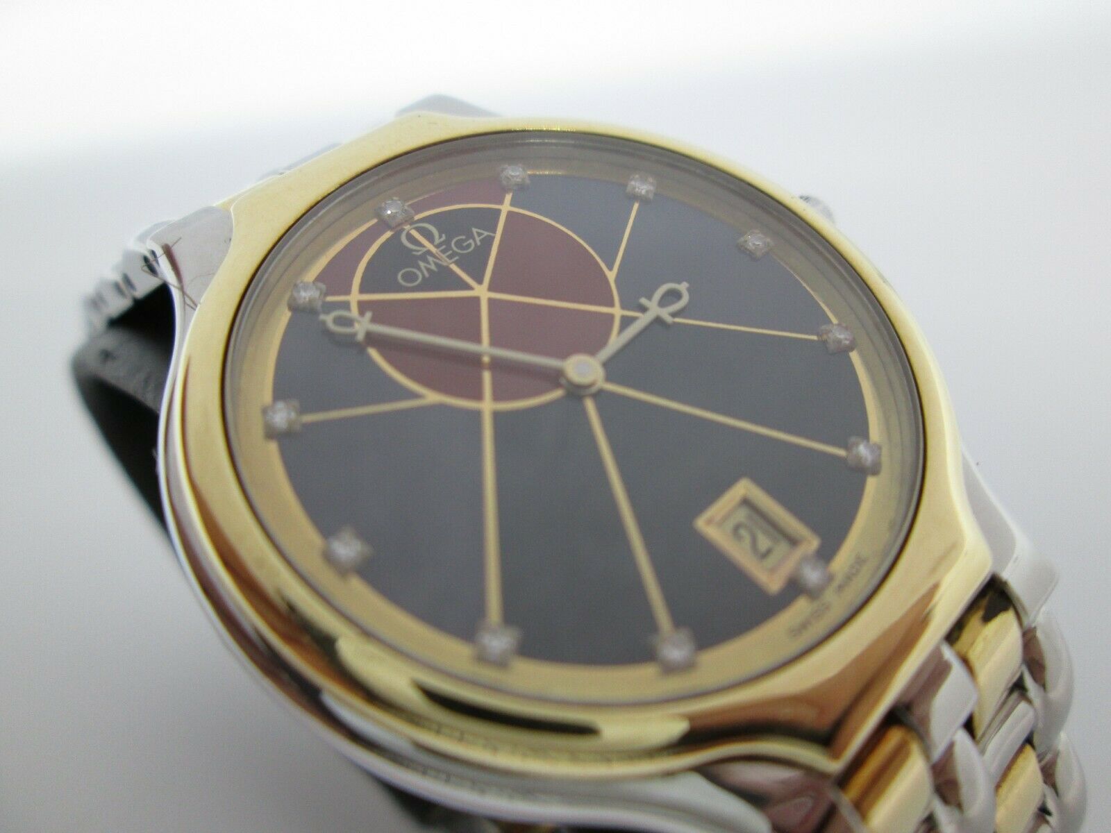 純正購入オメガ シンボル メンズ腕時計 Ref 196.0316 396 1016 純正ベルト1449/432 稼動品 OMEGA Symbol quartz watch K18 ベゼル　13-1 デビル