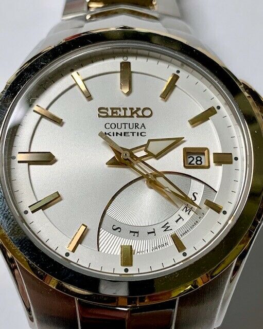 Seiko Kinetic Perpetual Calendar 5M84 0AF0 Mens Stainless and