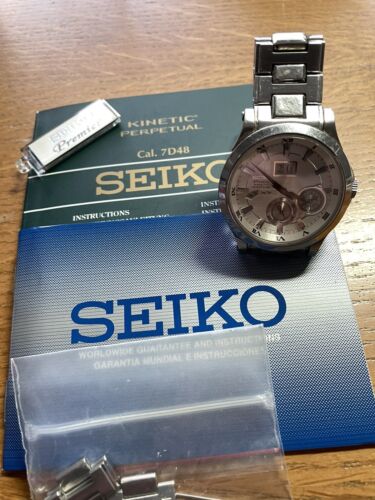 Seiko Premier KINETIC Perpetual Watch 7D48-0AA0 Japan Movement