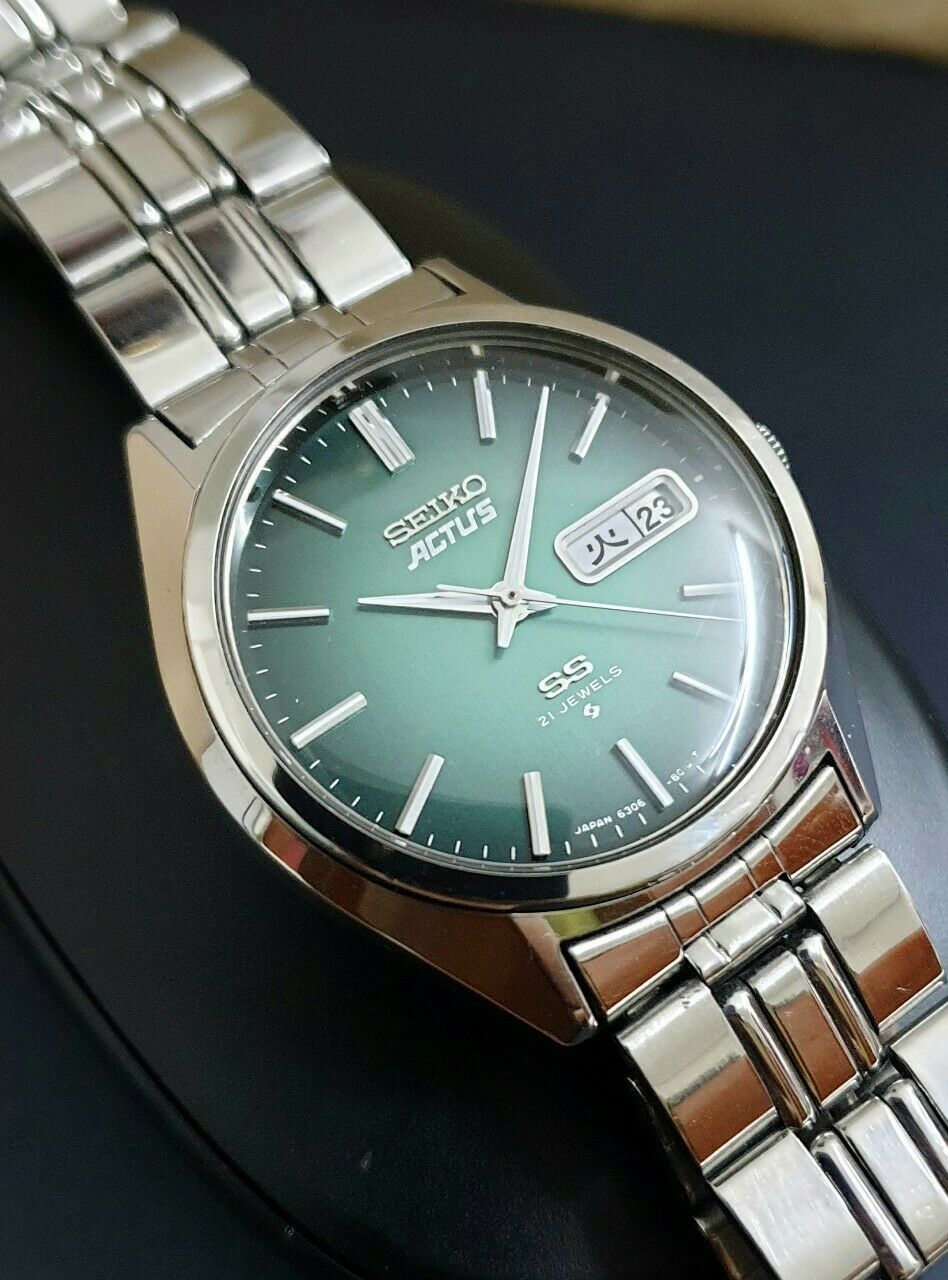 Seiko Actus SS 6306-8020 Green Dial Kanji Auto VTG Aug 1976 Mens