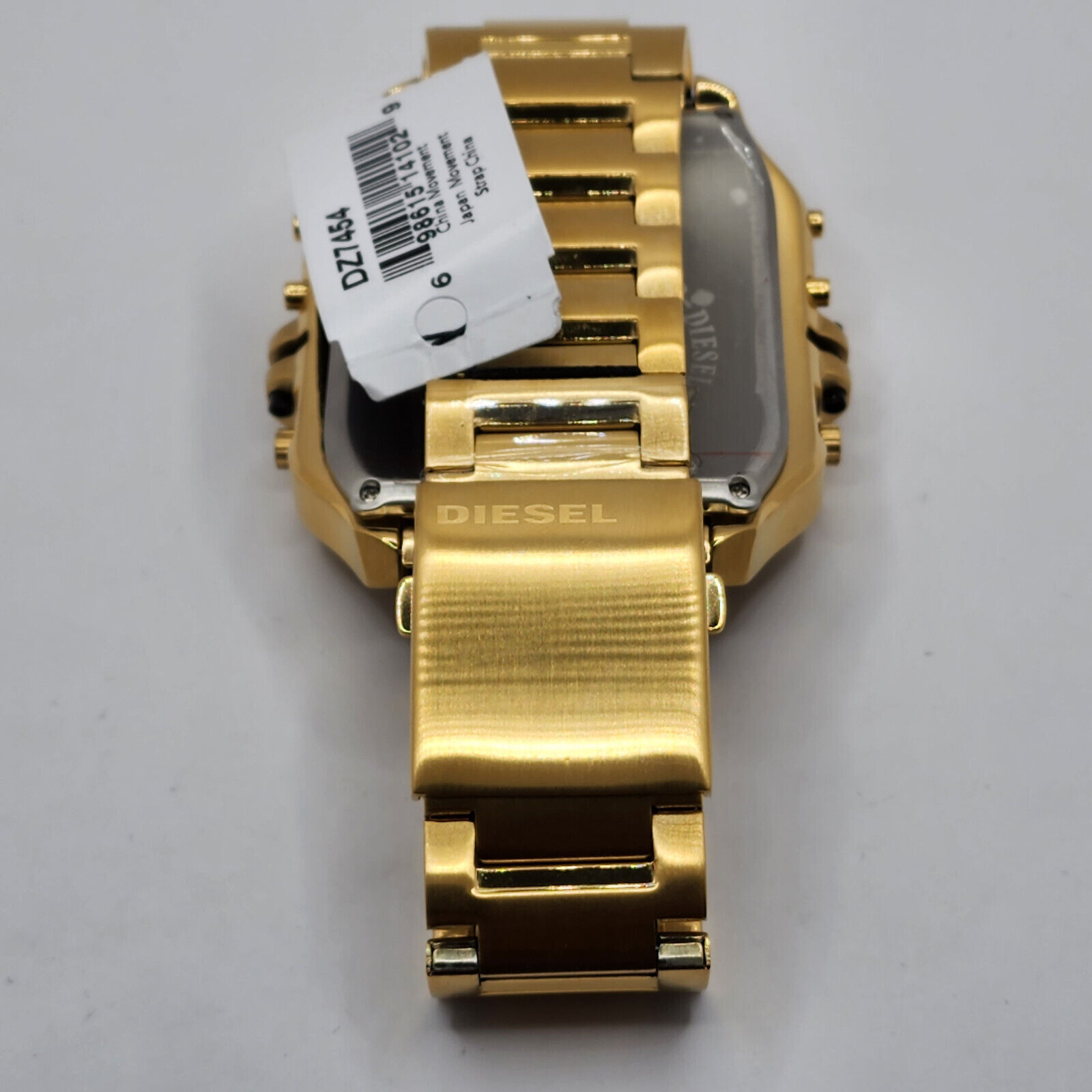 ORIGINAL DIESEL MENS WATCH CLASHER GOLD-TONE 3 TIME ZONE ANALOG