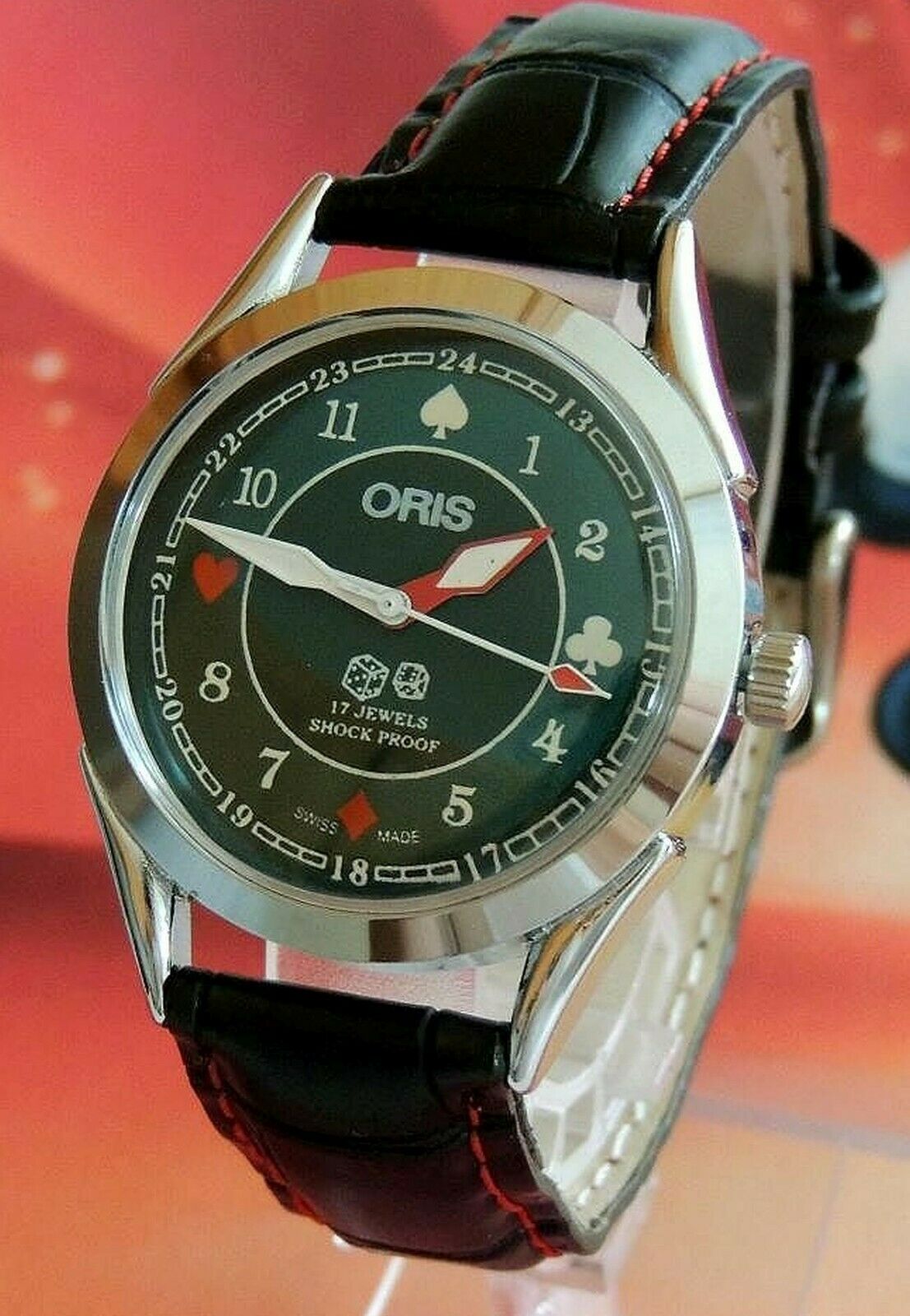 Vintage Oris Hand Wind FHF 96 ST Gorgeous Poker Dice Dial Mens