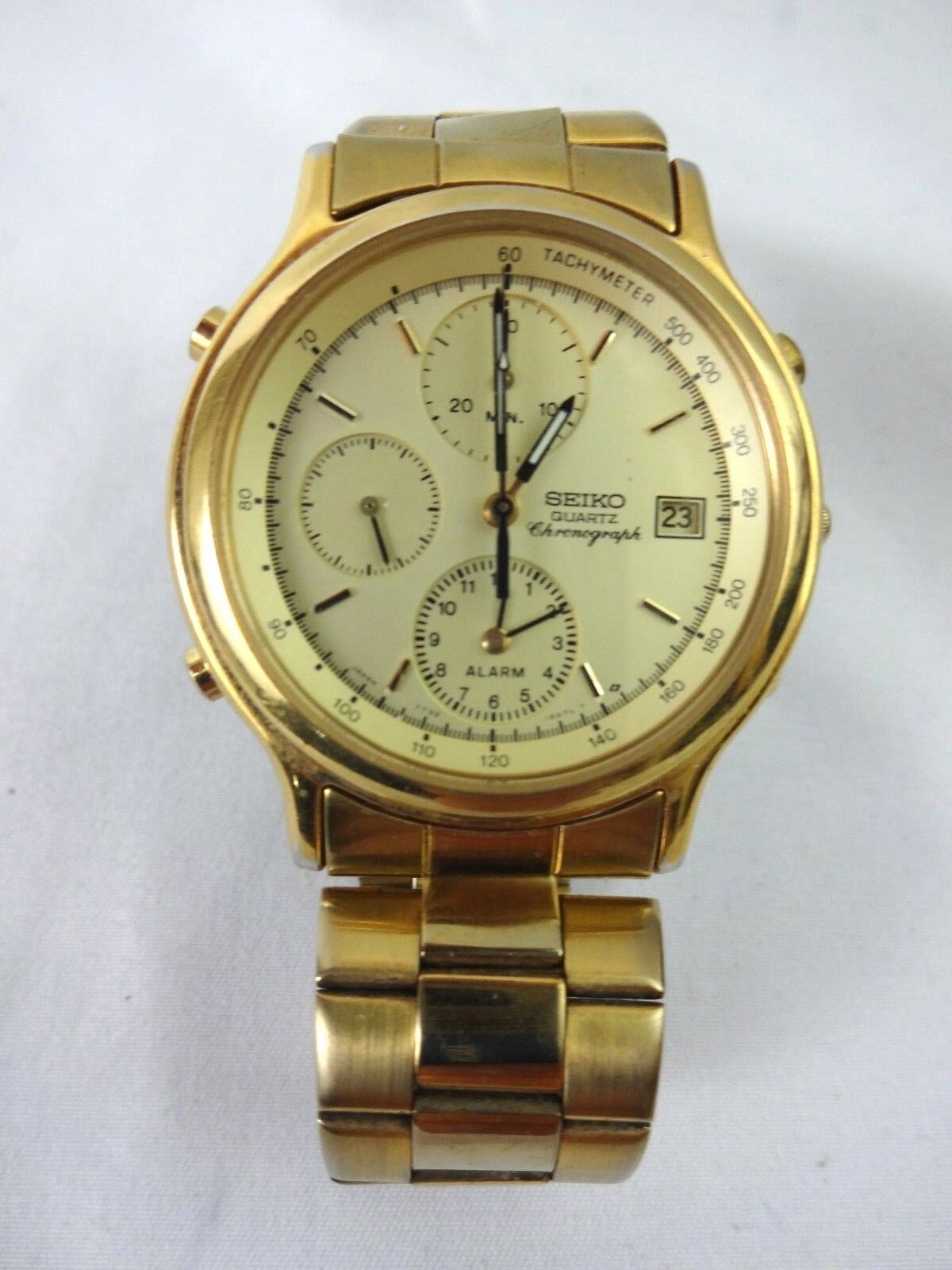 Seiko 7T32-6A5A Vintage Quartz Chronograph Watch 37mm Gold Tone New  Batteries | WatchCharts