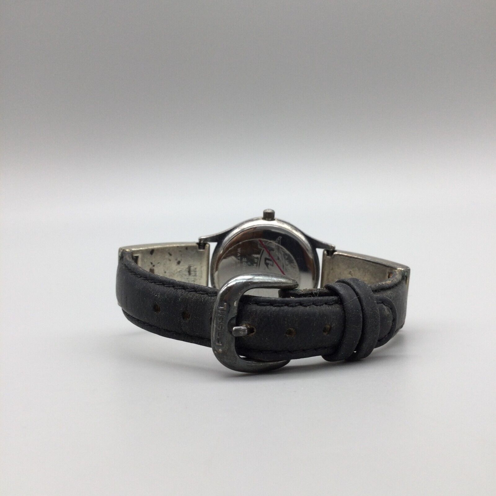 Fossil ladies silver tone black leather dress watch NEW BATTERY Fossil Big Tic Watch Women Silver Tone Flame Pink Black  main image 2