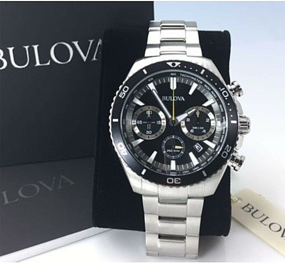 NEW Bulova 98B298 Men s 45 mm S Steel High Frequency Quartz Chronograph Watch WatchCharts