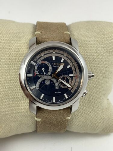 Citizen Eco Drive Caliber 8651 Moon Phase Triple Calendar Blue