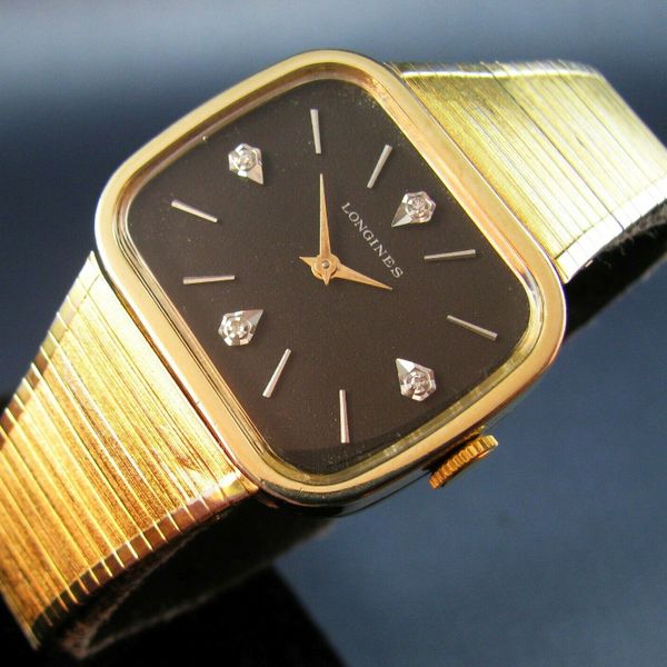 Vintage Longines 10k Gold RGP Diamond Dial Mens Luxury Dress Watch 528 ...