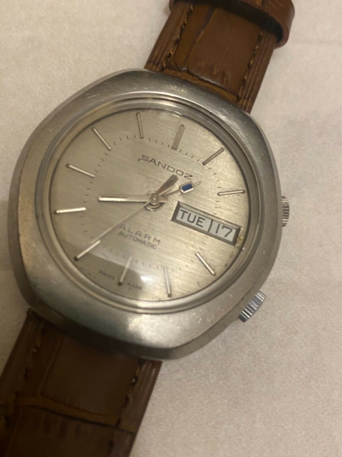 A very rare vintage sandoz alarm automatic men wrist watch