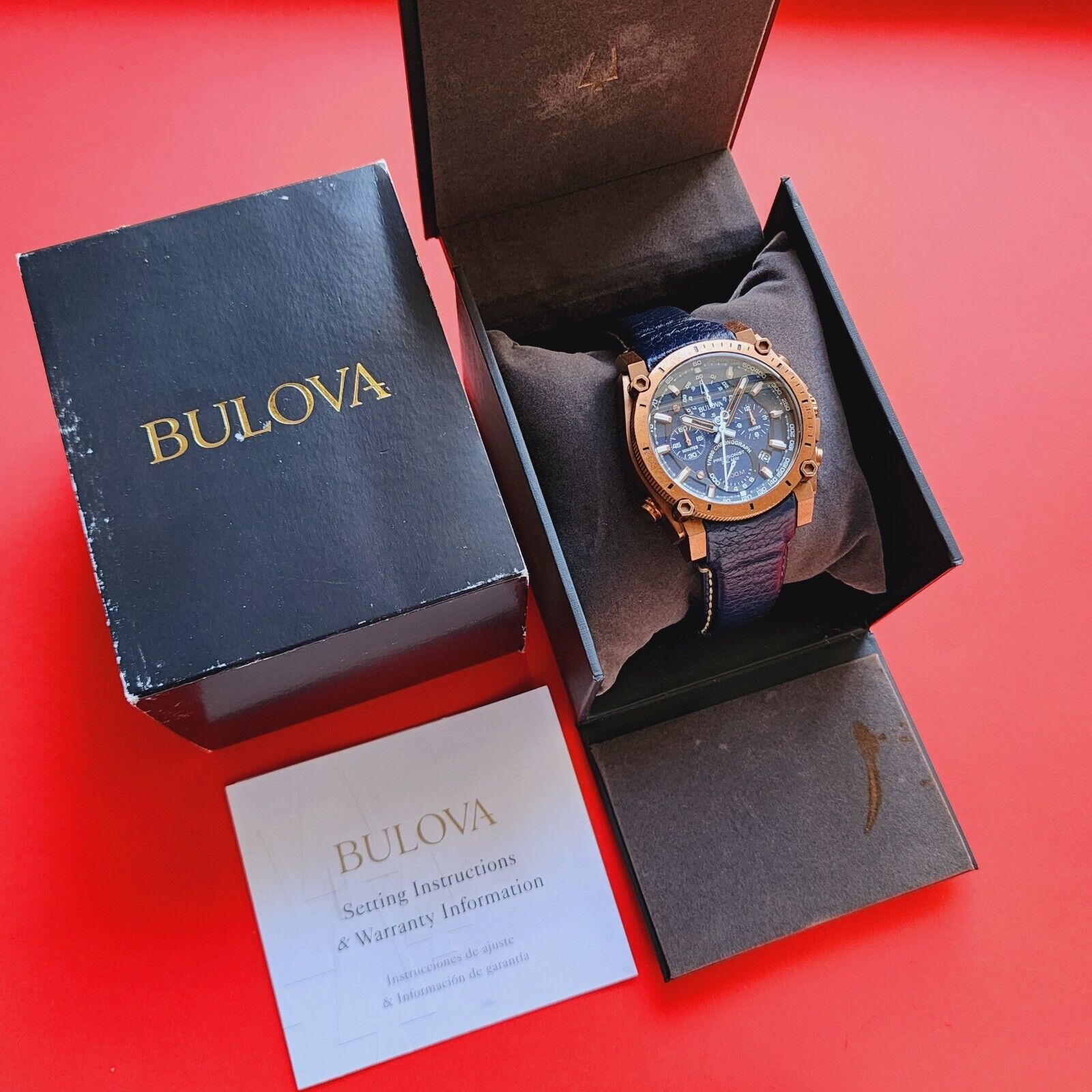 Bulova Blue Mens Chronograph Watch Precisionist deals 97B186