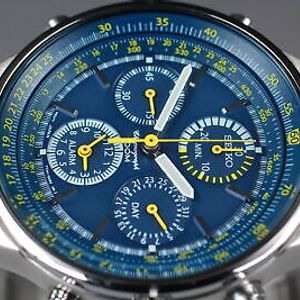 時計 Seiko chronograph 100M 7T34-0AA0 Exc+5 ] SEIKO Chronograph Criteria Light Blue Dial 38mm Watch 7T34