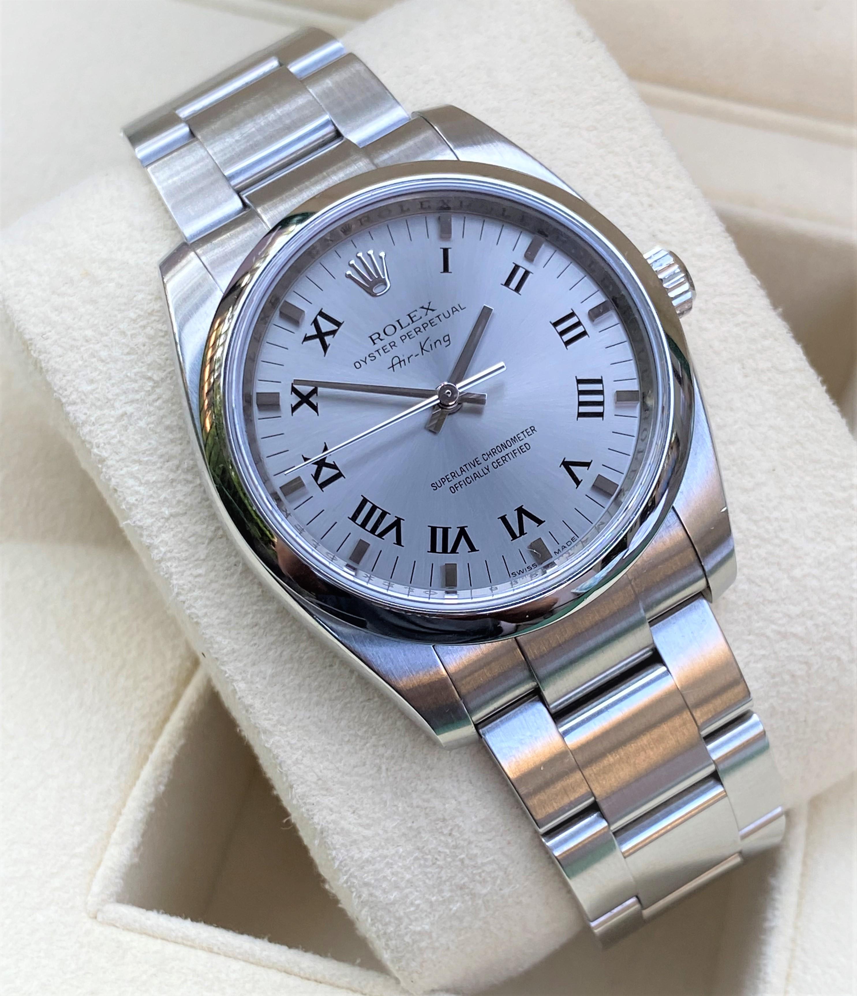 Rolex Air King Oyster Perpetual 114200 Silver Roman Dial